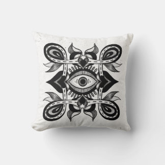 Ornamental Eye - Weirdcore Botanical Tattoo Style Cushion