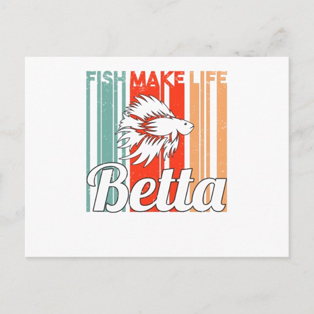 Ornamental Fish Fighting Fish Betta Aquarium Retro Postcard (Front)