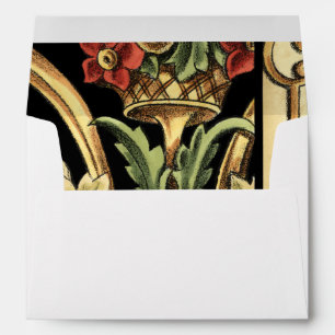 Ornamental Floral Design with Black Borders Envelope