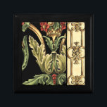 Ornamental Floral Design with Black Borders Gift Box<br><div class="desc">An ornamental painting with an attractive floral design enclosed by black borders. The green and red colours leap off the print thanks to the black background. How wonderful would this look on your wall? Purchase it and find out!</div>
