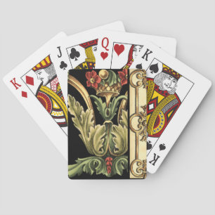 Ornamental Floral Design with Black Borders Playing Cards