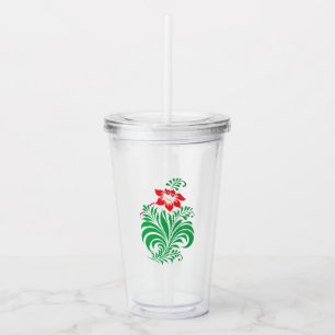 Ornamental Floral Flower Design – Elegant Acrylic Tumbler