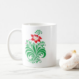 Ornamental Floral Flower Design – Elegant Coffee Mug