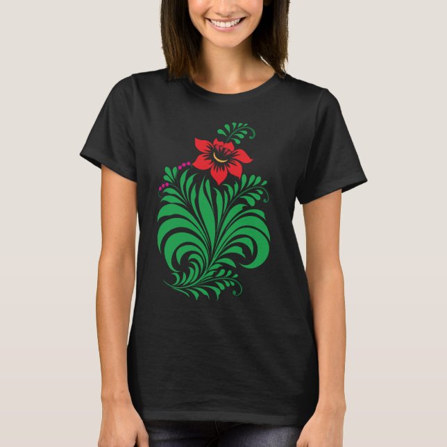 Ornamental Floral Flower Design – Elegant T-Shirt (Front)