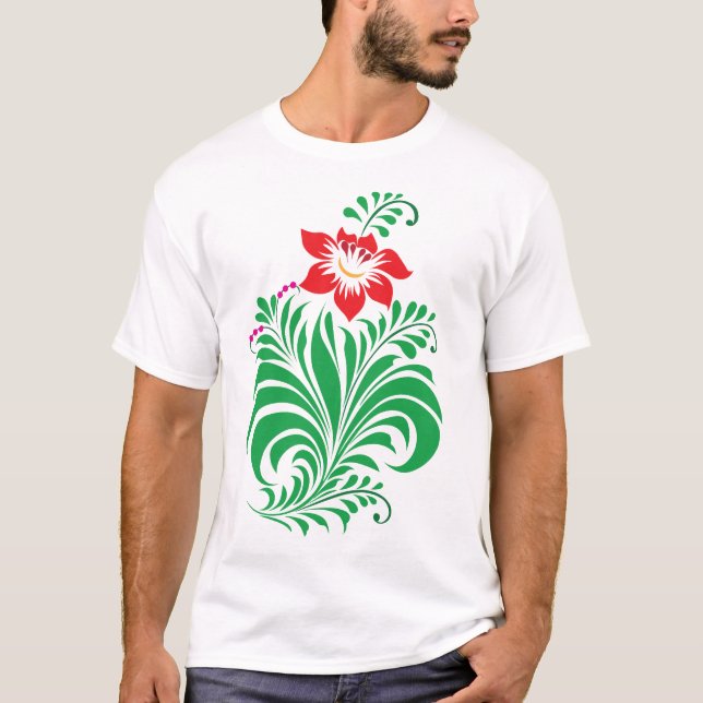 Ornamental Floral Flower Design – Elegant T-Shirt (Front)