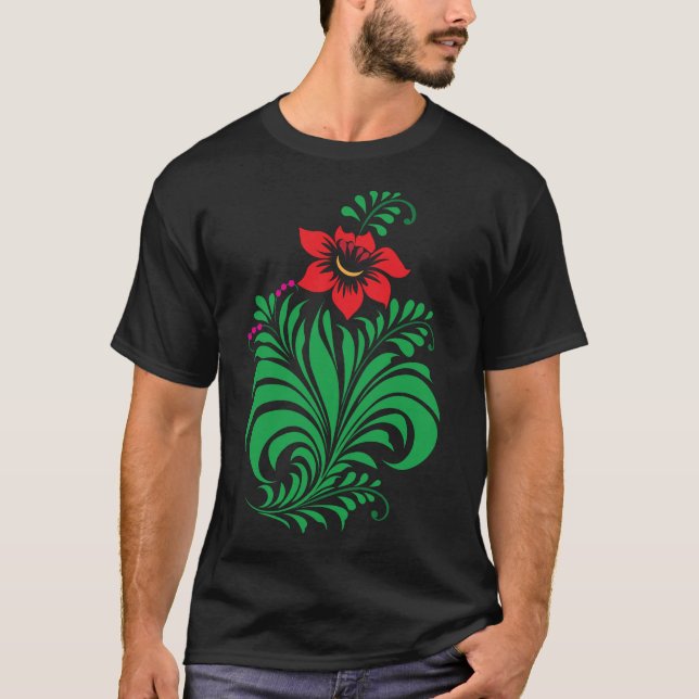Ornamental Floral Flower Design – Elegant T-Shirt (Front)