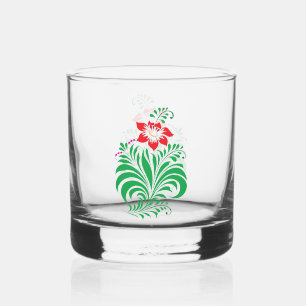 Ornamental Floral Flower Design – Elegant Whiskey Glass