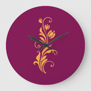 Ornamental Floral Flower Design  Large Clock