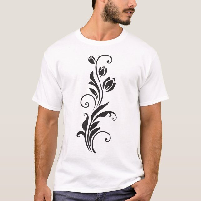 Ornamental Floral Flower Design T-Shirt (Front)