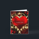 Ornamental Floral Heart Black Red & Gold Thank You<br><div class="desc">Ornamental Floral Heart Black Red & Gold Thank You Fold Card. Customise how ever you want. You can add text inside or leave it blank to hand write something in yourself.
Matching items available.</div>