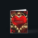 Ornamental Floral Heart Black Red & Gold Thank You Card<br><div class="desc">Ornamental Floral Heart Black Red & Gold Thank You Fold Card. Customise how ever you want. You can add text inside or leave it blank to hand write something in yourself.
Matching items available.</div>