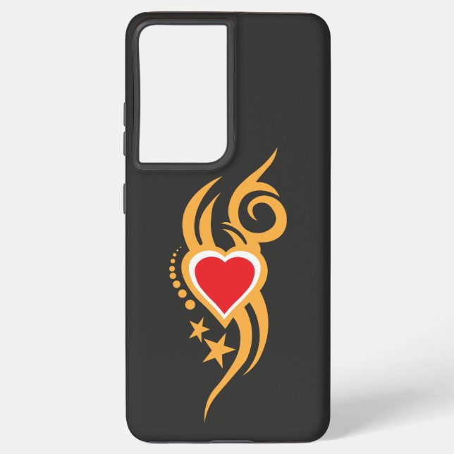 Ornamental Floral Heart Tattoo Samsung Galaxy S21+ Case (Back)