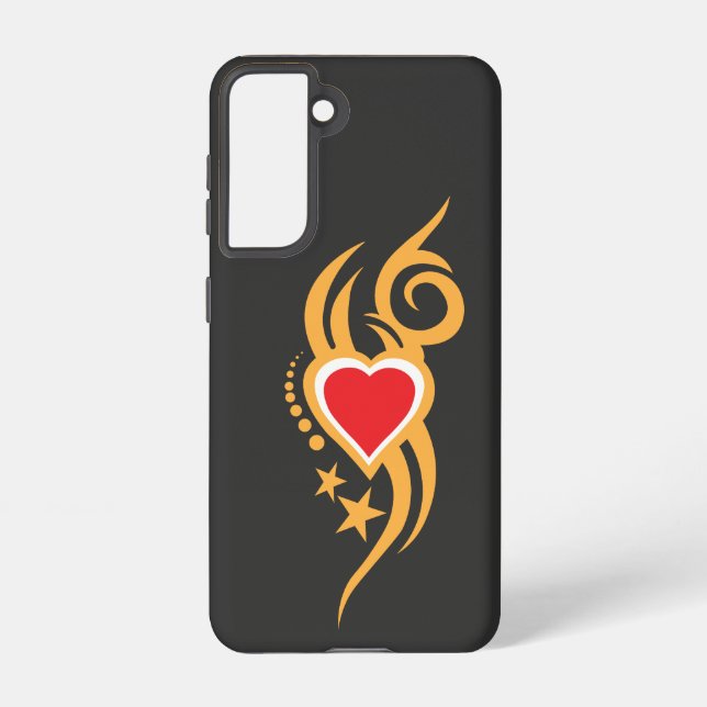 Ornamental Floral Heart Tattoo Samsung Galaxy S21 Case (Back)