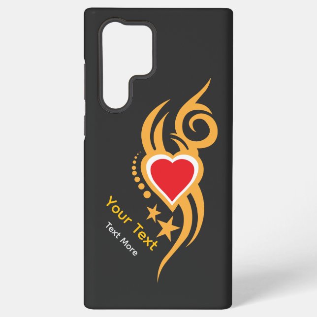 Ornamental Floral Heart Tattoo Samsung Galaxy S22 Ultra Case (Back)