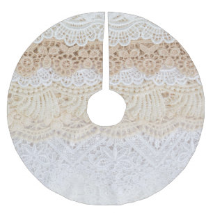 Ornamental Floral Lace: Elegant Collection Brushed Polyester Tree Skirt