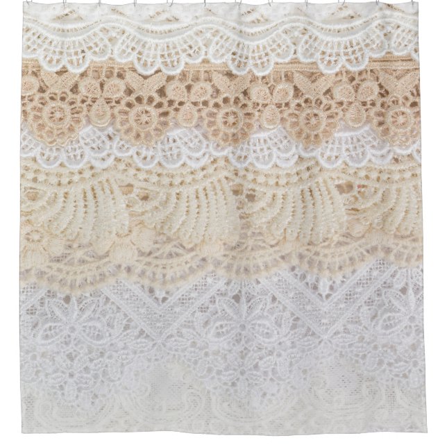 Ornamental Floral Lace: Elegant Collection Shower Curtain (Front)