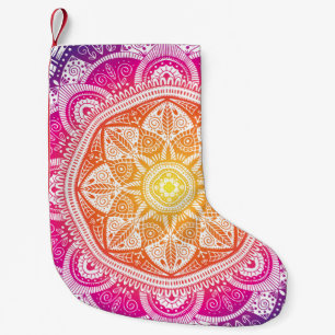 Ornamental floral mandala: colourful vintage. small christmas stocking