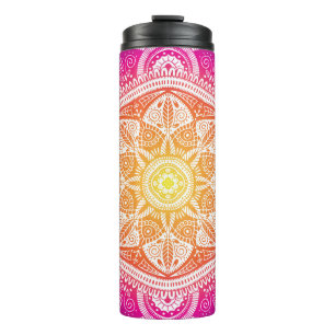 Ornamental floral mandala: colourful vintage. thermal tumbler