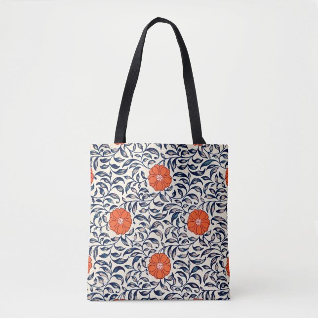 Ornamental Floral Pattern Tote Bag (Front)