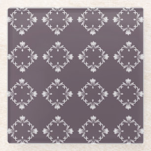 Ornamental Flourish Tile Deep Purple Glass Coaster