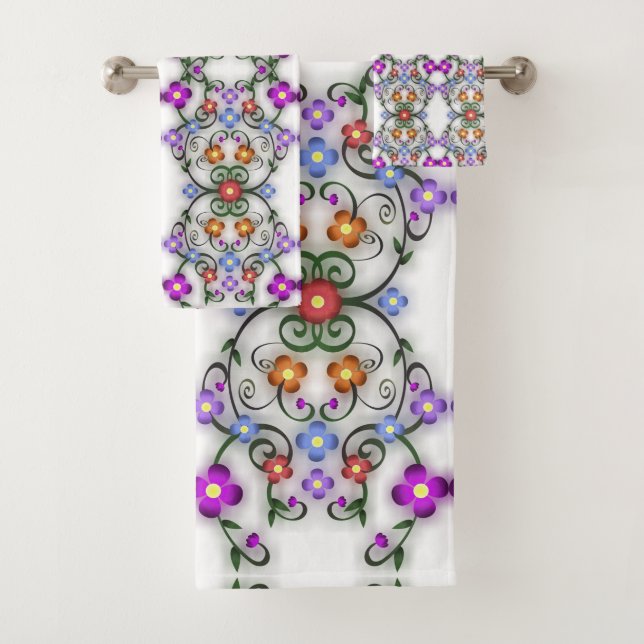 ornamental flowers bath towel set (Insitu)