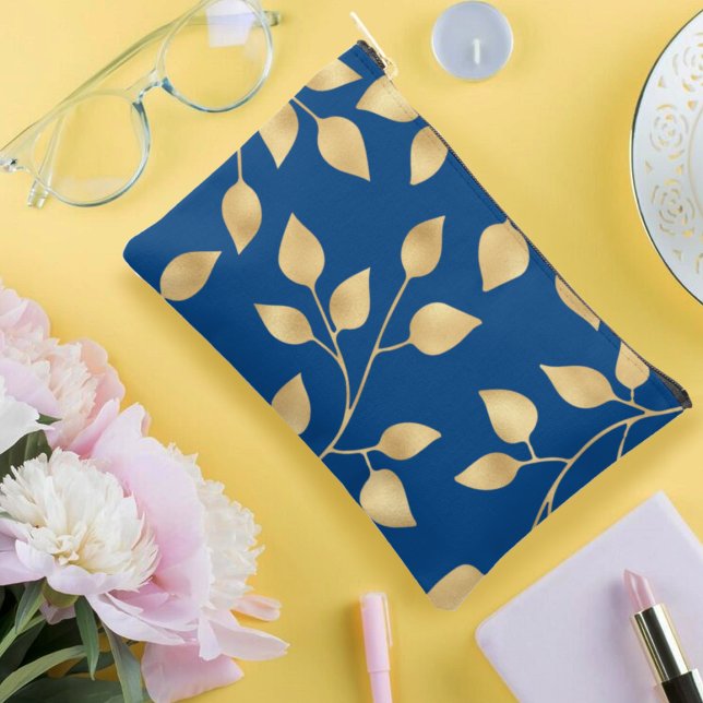 ornamental foliage design  faux gold leaf pattern accessory pouch (Creator Uploaded)