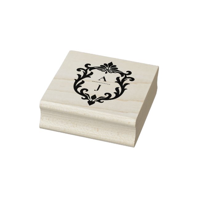 Ornamental Foliated Vintage Monogram Crest Rubber Stamp (Stamp)