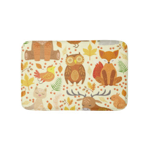 Ornamental forest animals illustration. bath mat