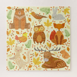 Ornamental forest animals illustration. jigsaw puzzle