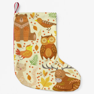 Ornamental forest animals illustration. small christmas stocking