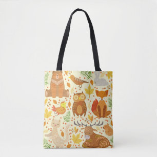 Ornamental forest animals illustration. tote bag