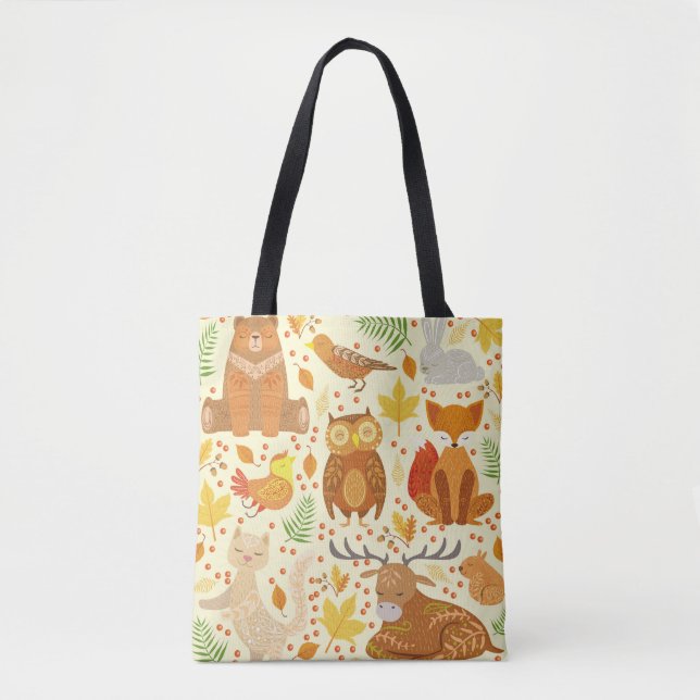 Ornamental forest animals illustration. tote bag (Front)