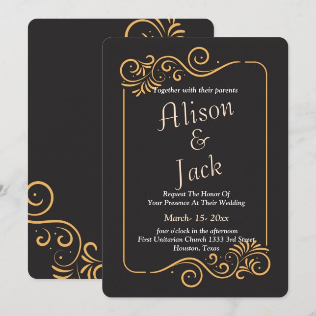 Ornamental Frame Wedding Invitation (Front/Back)