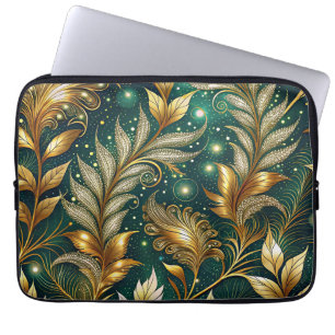 Ornamental glowing leaves laptop sleeve