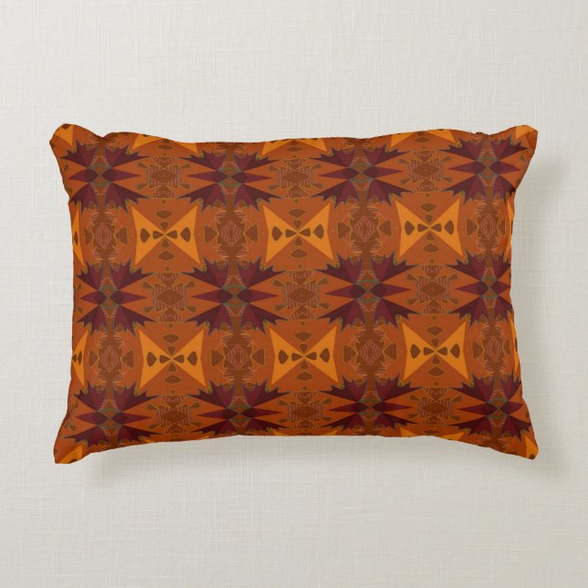 Ornamental Gold and Burgundy Accent Pillow (Front)