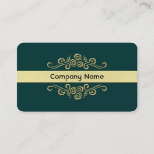Ornamental - Gold and Dark Green Business Card