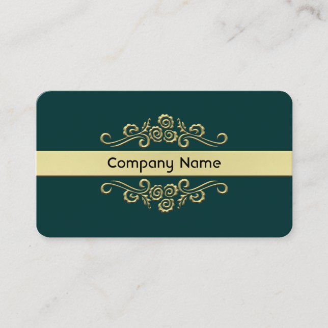 Ornamental - Gold and Dark Green Business Card (Front)