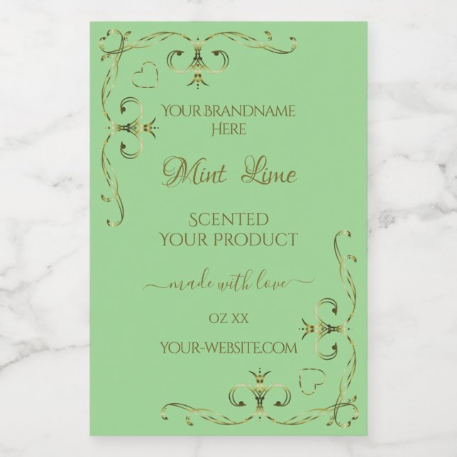 Ornamental Gold Corners Sage Green Product Labels (Single Label)