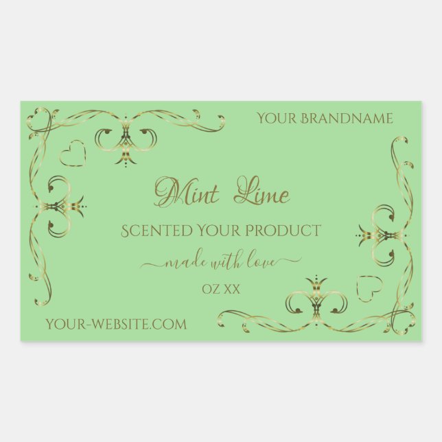 Ornamental Gold Corners Sage Green Product Labels (Front)