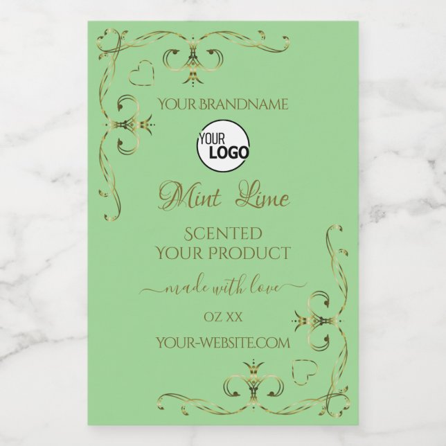 Ornamental Gold Corners Sage Product Labels Logo (Single Label)