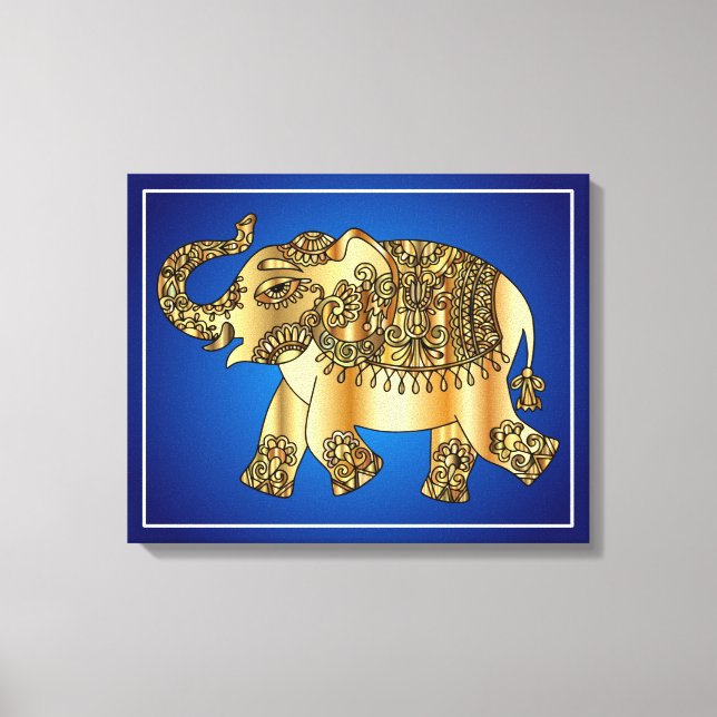 Ornamental Gold Elephant Canvas Print (Front)