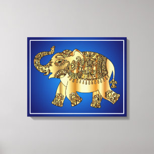 Ornamental Gold Elephant Painting-25420 Canvas Print