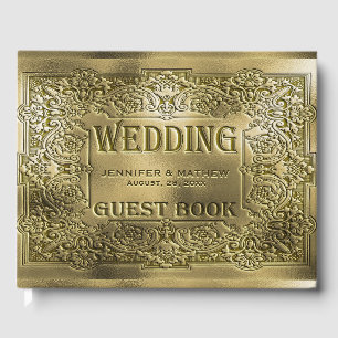 Ornamental Gold Embossed Wedding Look Guest Book
