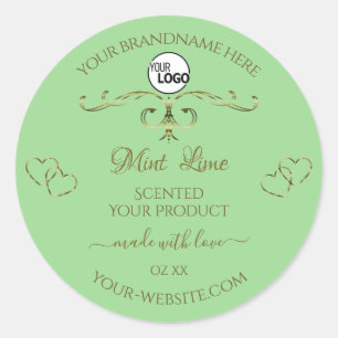Ornamental Gold Hearts Sage Product Label Add Logo