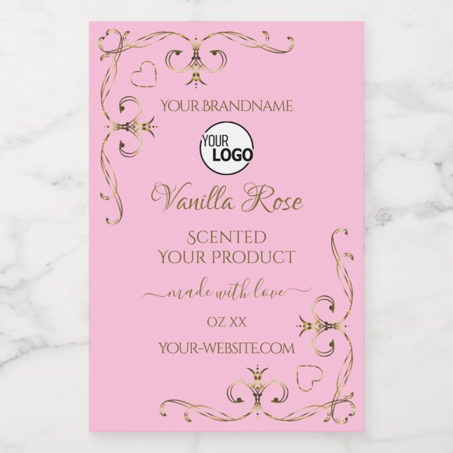 Ornamental Gold Light Baby Pink Product Label Logo (Single Label)