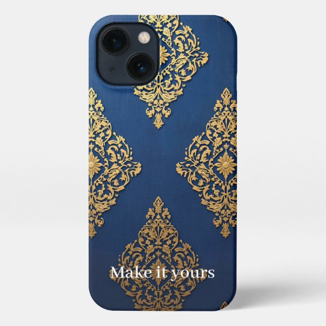 Ornamental Gold on Blue Phone Case – Add a Name fo (Back)