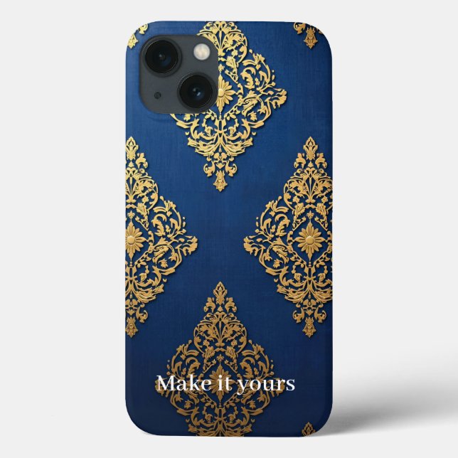 Ornamental Gold on Blue Phone Case – Add a Name fo (Back)