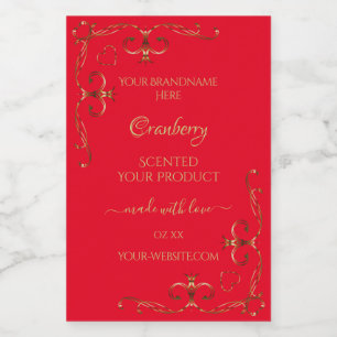Ornamental Gold Ornate Corners Red Product Labels