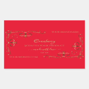 Ornamental Gold Ornate Corners Red Product Labels