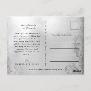 Ornamental grey thank you photo wedding Postcard